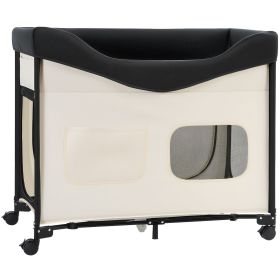 Elevated Lounge Pet Bed, Foldable Bunk Dog Bed with 600D Oxford Cloth and Dutch Velvet, Portable Raised Cot with Wheels, Side Storage Bags, and Carry