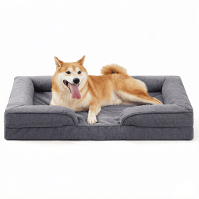 Large Dog Bed, Orthopedic Dog Sofa Egg-Crate Foam 38" Pet Couch Bed with Washable Waterproof Cover,Grey