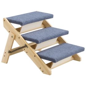 Wood Pet Stairs, 3-Step Dog Stairs for Beds, Sofa & Cars, 150lbs Load Capacity, Folded Flat Design