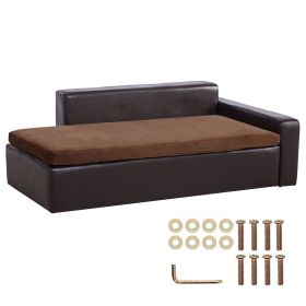 Pet Sofa, Dog Couch for Large-Sized Dogs and Cats, Soft Leather Dog Sofa Bed, 110 lbs Loading Cat Sofa, Brown