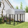 8' x 4' x 6' Outdoor Dog Kennel, Dog Kennel Outside Run with 360Ã‚Â° Rotating Bowls, Waterproof & UV Resistant Cover