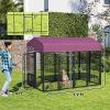 Welded Wire Outdoor Dog Kennel with 360Â° Rotating & 4 Levels Adjustable Bowls, Waterproof Cover, 7.9' x 4' x 6'