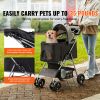 Pet Stroller, 4 Wheels Dog Stroller Rotate with Brakes, 35lbs Weight Capacity, Puppy Stroller with Detachable Carrier, Storage Basket and Cup Holder,