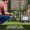 Welded Wire Outdoor Dog Kennel with 360Â° Rotating & 4 Levels Adjustable Bowls, Waterproof Cover, 7.9' x 4' x 6'