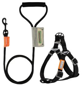 Touchdog 'Macaron' 2-in-1 Durable Nylon Dog Harness and Leash (Color: BLACK, size: medium)